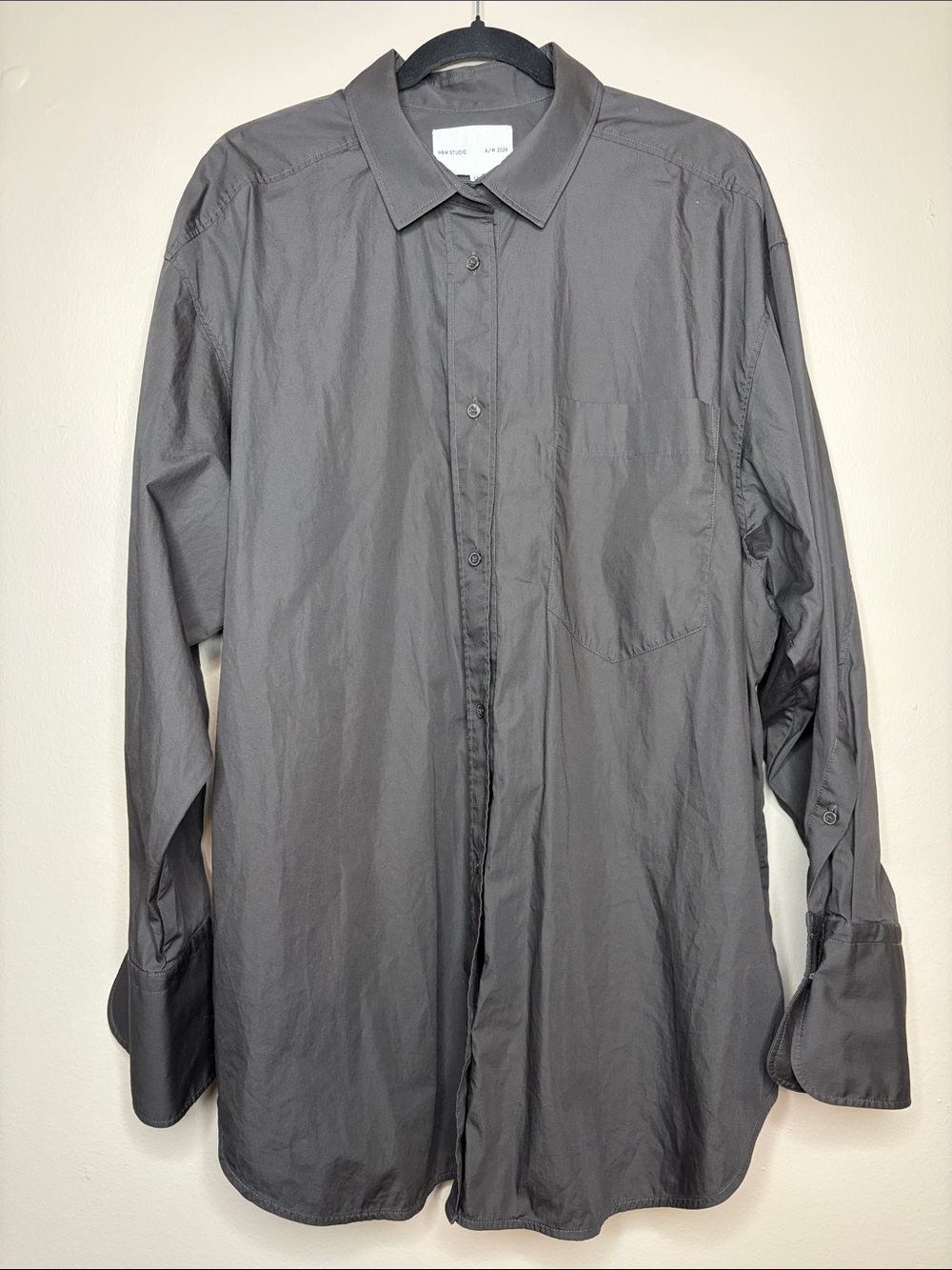 H&M Studio AW2024 Charcoal Grey Cotton Button Down Shirt XXL - EUC
